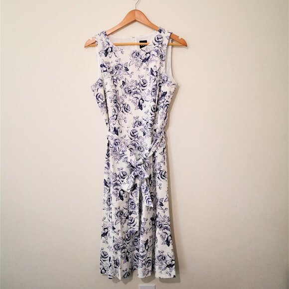 Anne Klein Linen Blend Floral Dress Size 10 - Picture 1 of 5